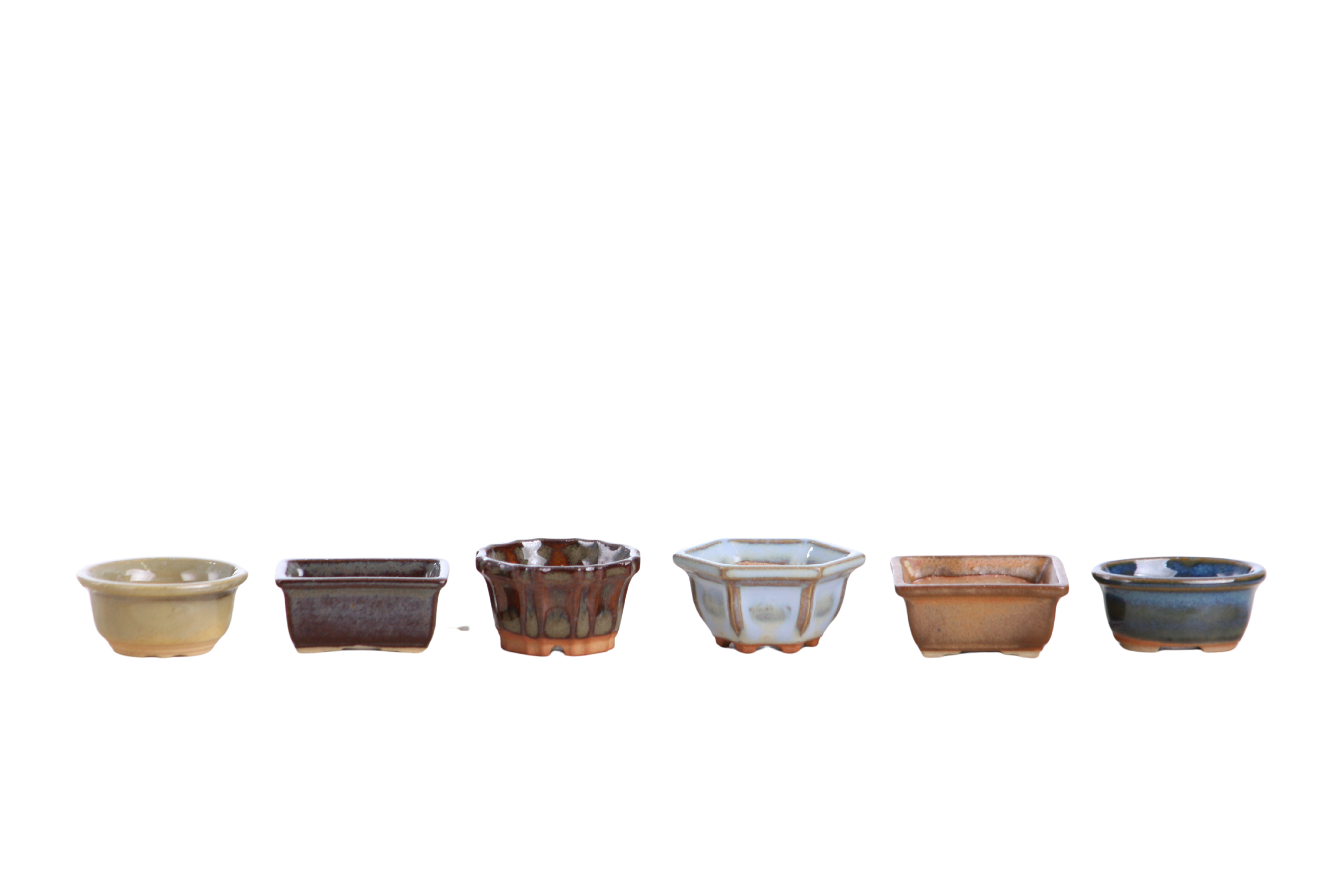 Willow Bonsai Ceramics 1.5 Inch Shito Bonsai Pot Set of 6 – Mini Handm