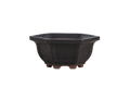 Willow Bonsai Ceramics Hexagonal Windowed Bonsai Pot 5 Inch – Semi‑Cascade Planter, High‑Fired Frost‑Proof Stoneware with Drainage & Wiring Holes, Handmade in USA (Matt Black)