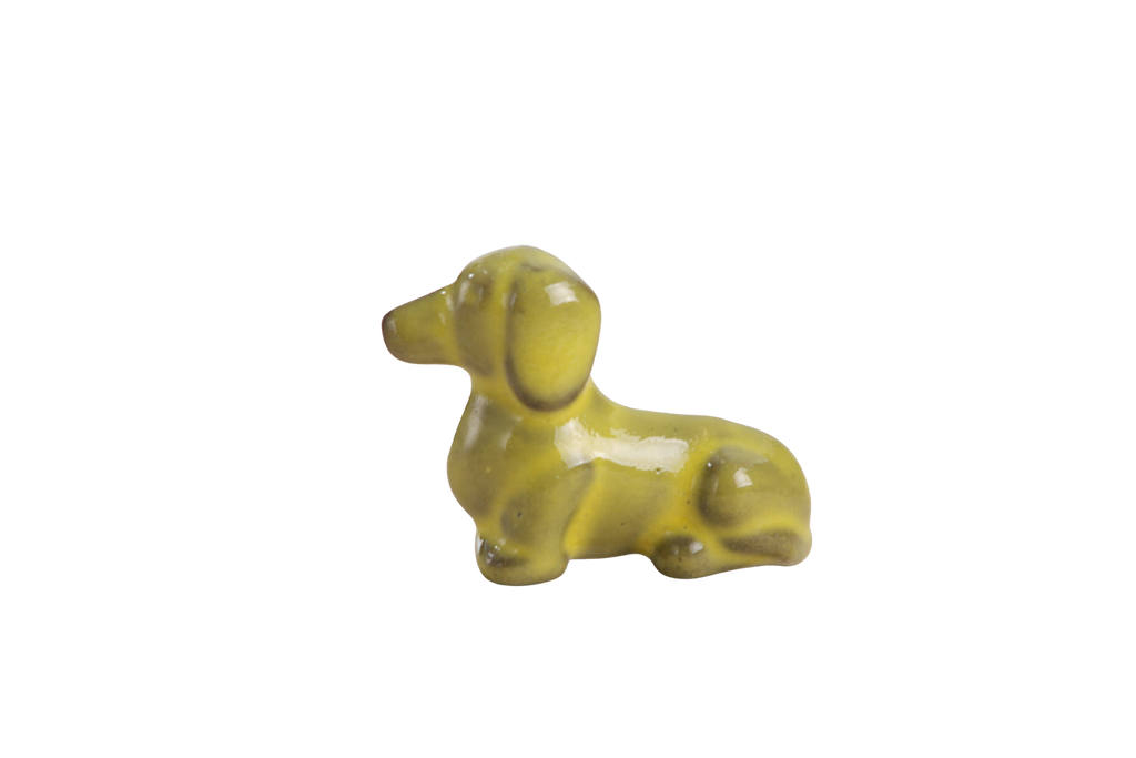 Willow Ceramics Butch the Dachshund Magnet – Mini Handmade Ceramic Dog Figurine Fridge Magnet, High‑Fired Stoneware Décor, Made in Colorado, USA (Yellow)