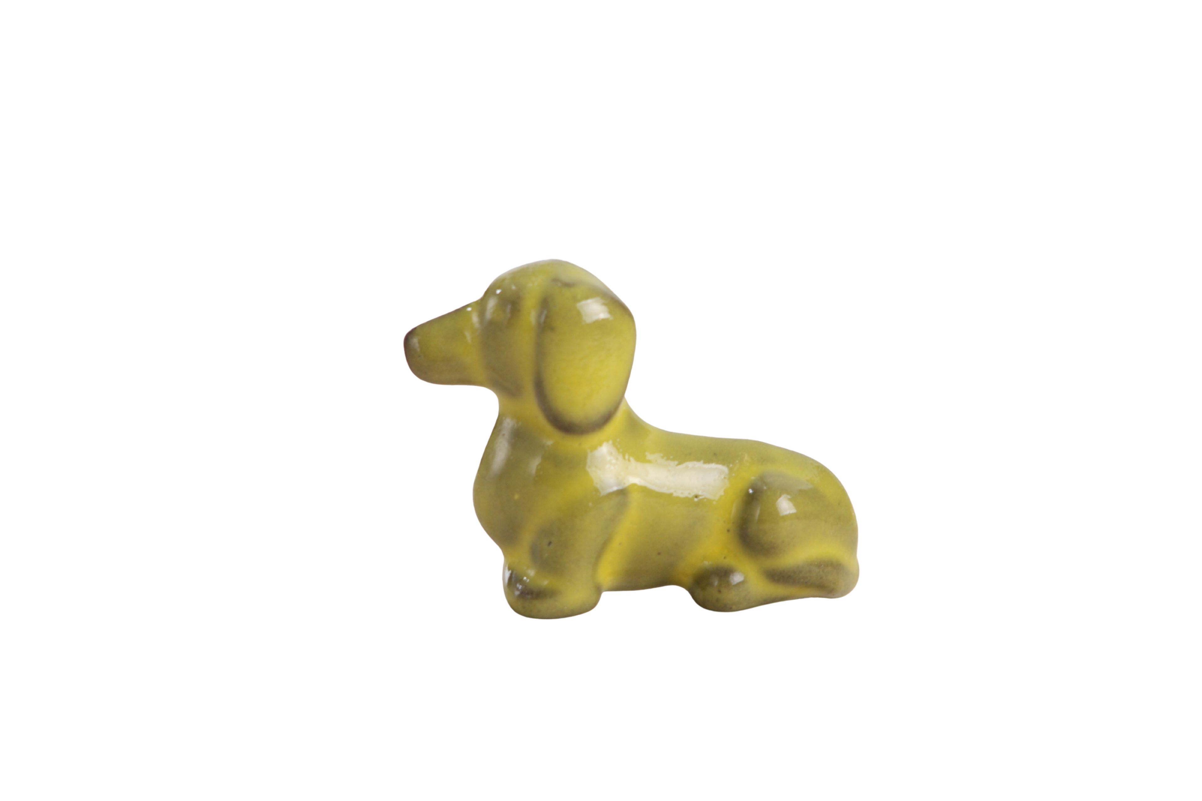 Willow Ceramics Butch the Dachshund Magnet – Mini Handmade Ceramic Dog Figurine Fridge Magnet, High‑Fired Stoneware Décor, Made in Colorado, USA (Yellow)
