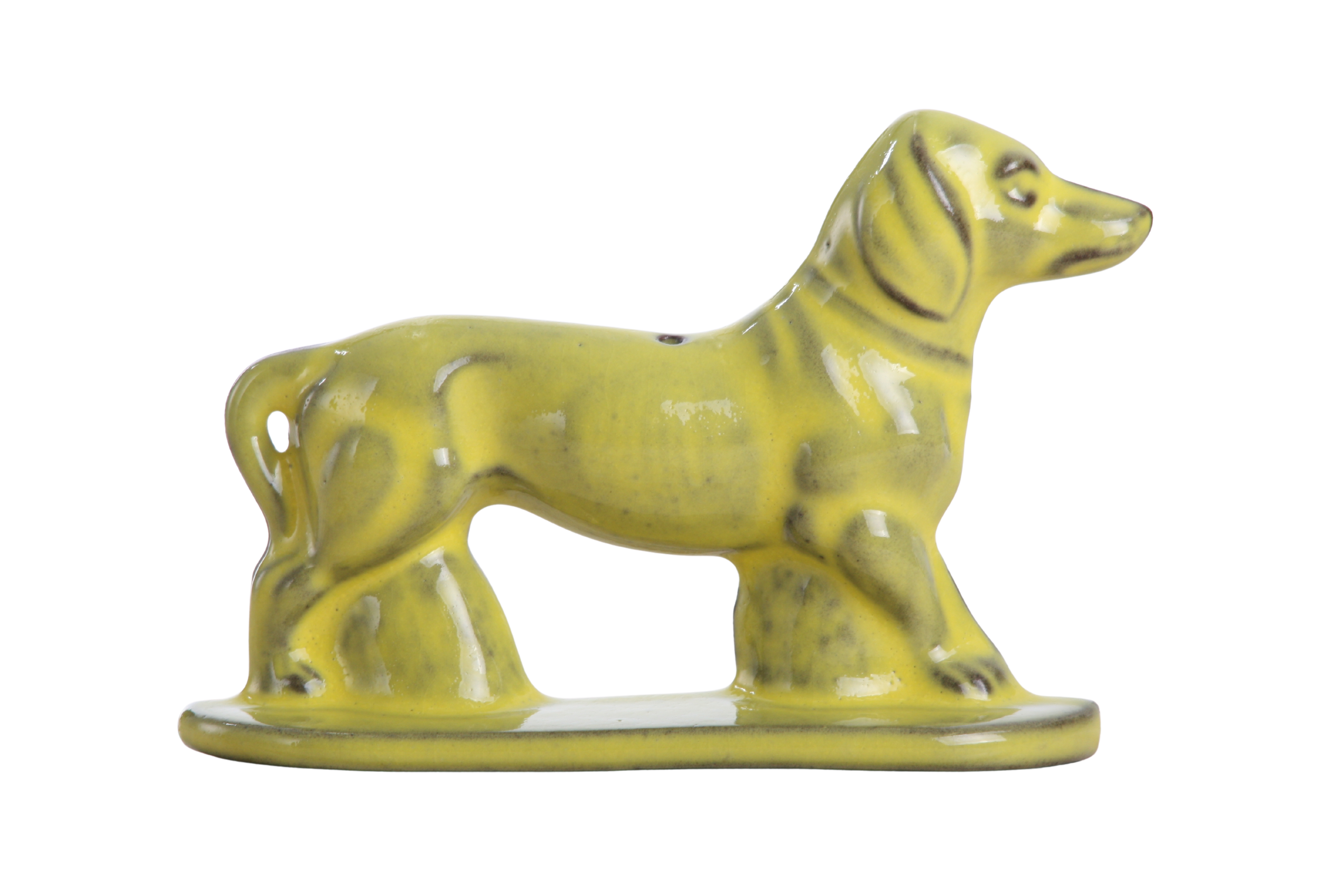Willow Ceramics Dachshund Wall Hanging – Handmade Stoneware Ceramic Sausage Dog Wall Art with Metal Hanging Hook, High‑Fired Handmade Décor, Made in Colorado, USA (Yellow Right)