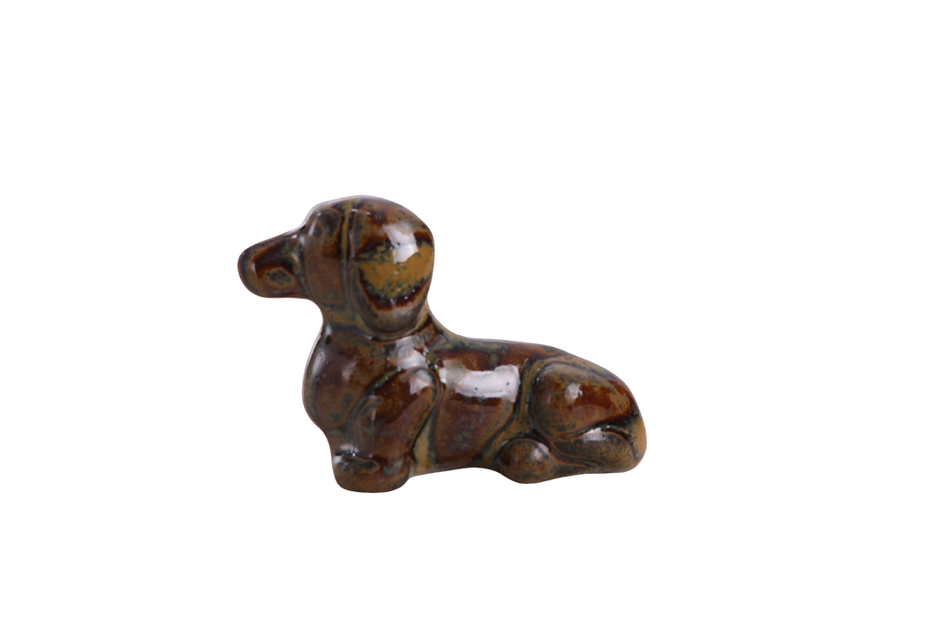 Willow Ceramics Butch the Dachshund Magnet – Mini Handmade Ceramic Dog Figurine Fridge Magnet, High‑Fired Stoneware Décor, Made in Colorado, USA (Dark Honey)