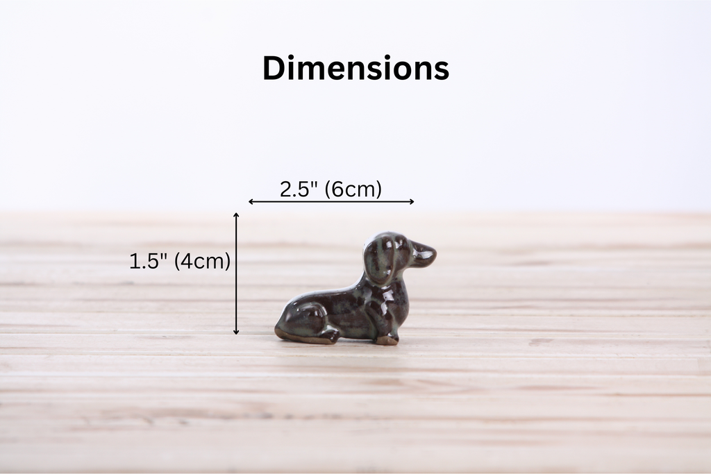 Willow Ceramics Butch the Dachshund Figurine – Mini Handmade Ceramic Dog Sculpture, High‑Fired Stoneware Décor, Made in Colorado, USA (Starry Night)
