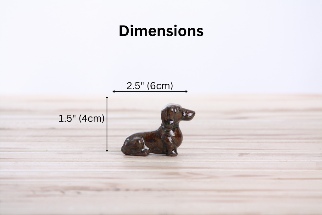 Willow Ceramics Butch the Dachshund Figurine – Mini Handmade Ceramic Dog Sculpture, High‑Fired Stoneware Décor, Made in Colorado, USA (Dark Honey)