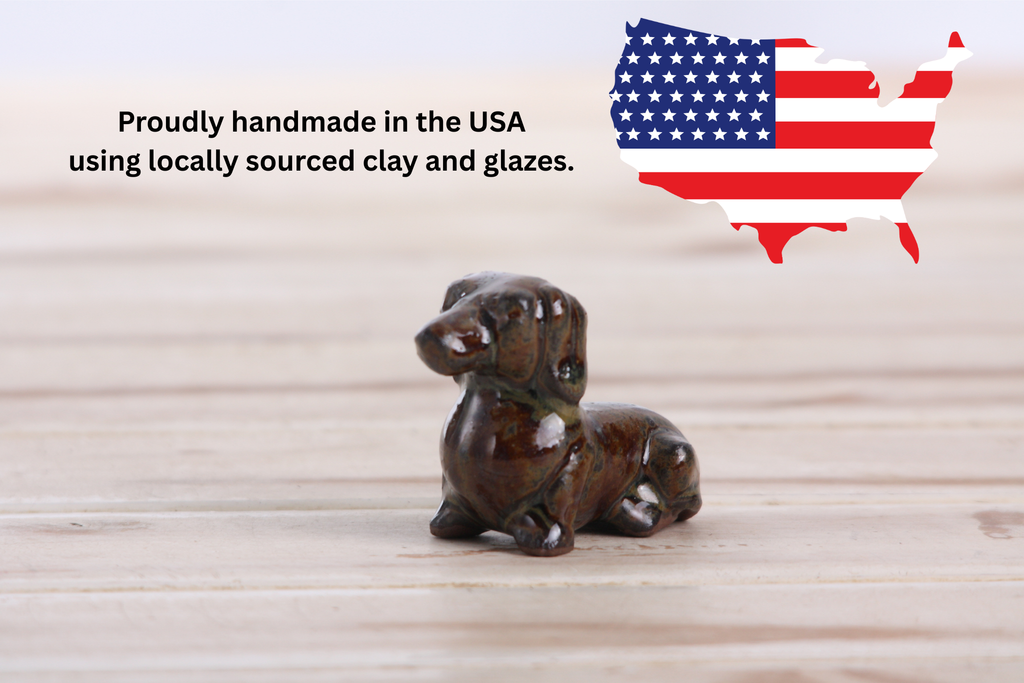 Willow Ceramics Butch the Dachshund Figurine – Mini Handmade Ceramic Dog Sculpture, High‑Fired Stoneware Décor, Made in Colorado, USA (Dark Honey)