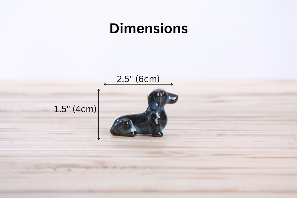 Willow Ceramics Butch the Dachshund Figurine – Mini Handmade Ceramic Dog Sculpture, High‑Fired Stoneware Décor, Made in Colorado, USA (Peacock)