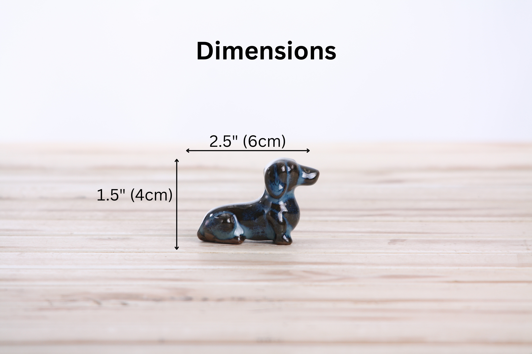 Willow Ceramics Butch the Dachshund Figurine – Mini Handmade Ceramic Dog Sculpture, High‑Fired Stoneware Décor, Made in Colorado, USA (Peacock)