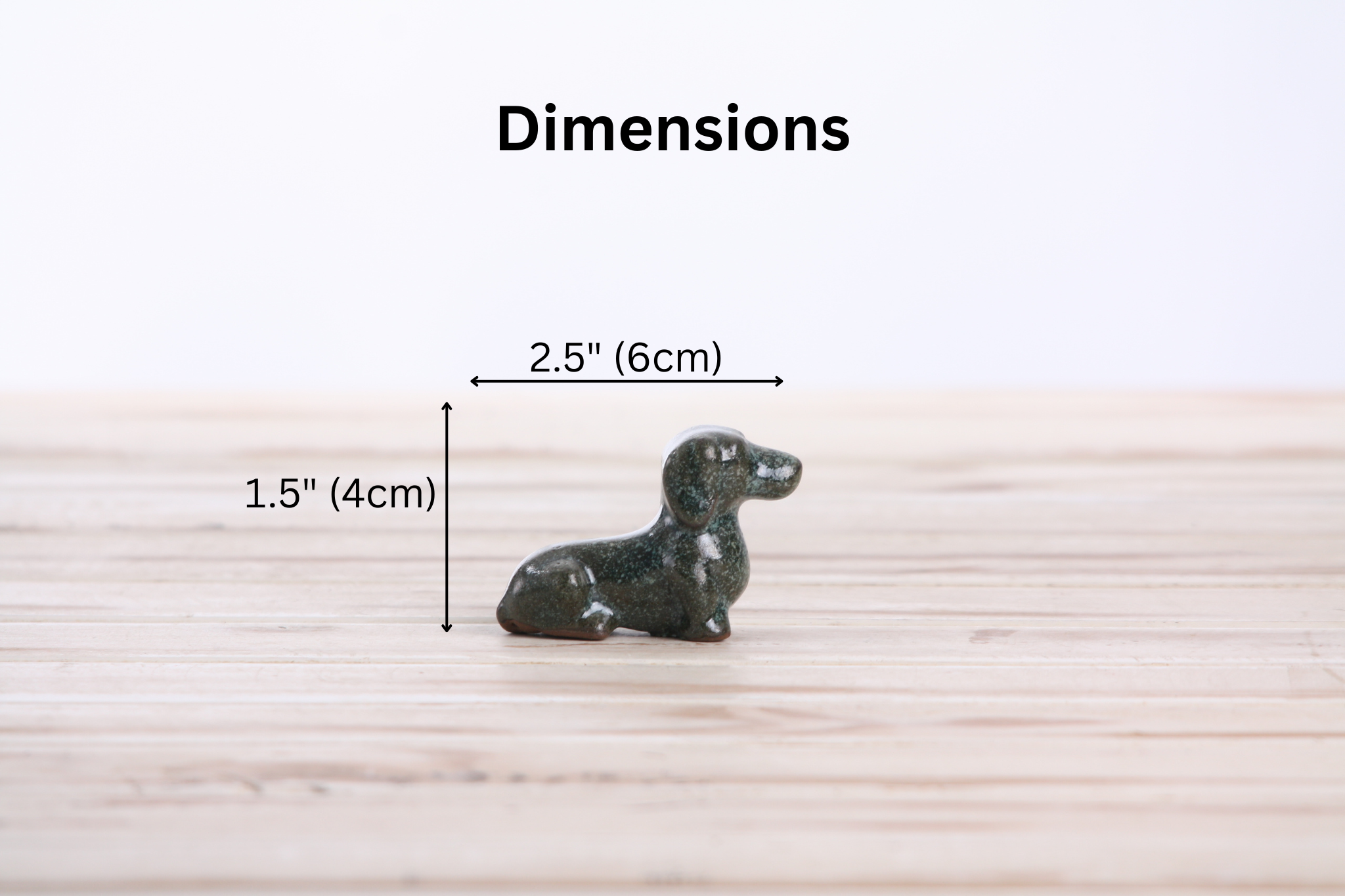 Willow Ceramics Butch the Dachshund Figurine – Mini Handmade Ceramic Dog Sculpture, High‑Fired Stoneware Décor, Made in Colorado, USA (Seaweed 2025)