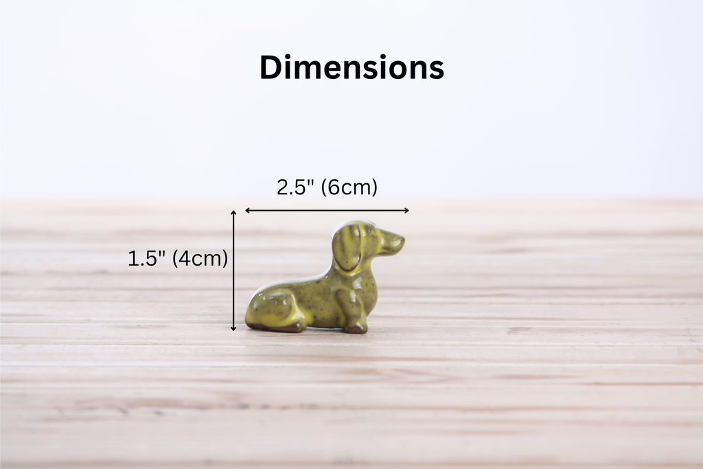 Willow Ceramics Butch the Dachshund Figurine – Mini Handmade Ceramic Dog Sculpture, High‑Fired Stoneware Décor, Made in Colorado, USA (Yellow)