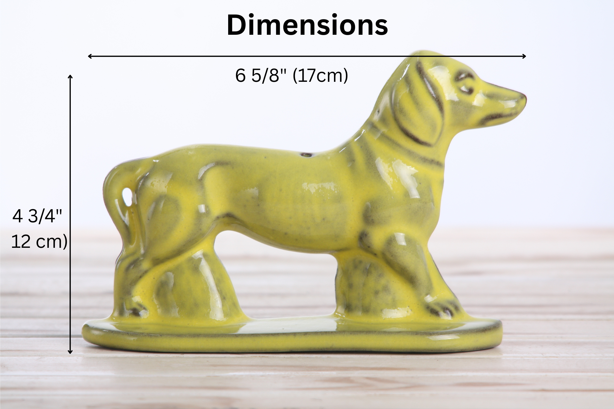 Willow Ceramics Dachshund Wall Hanging – Handmade Stoneware Ceramic Sausage Dog Wall Art with Metal Hanging Hook, High‑Fired Handmade Décor, Made in Colorado, USA (Yellow Left)