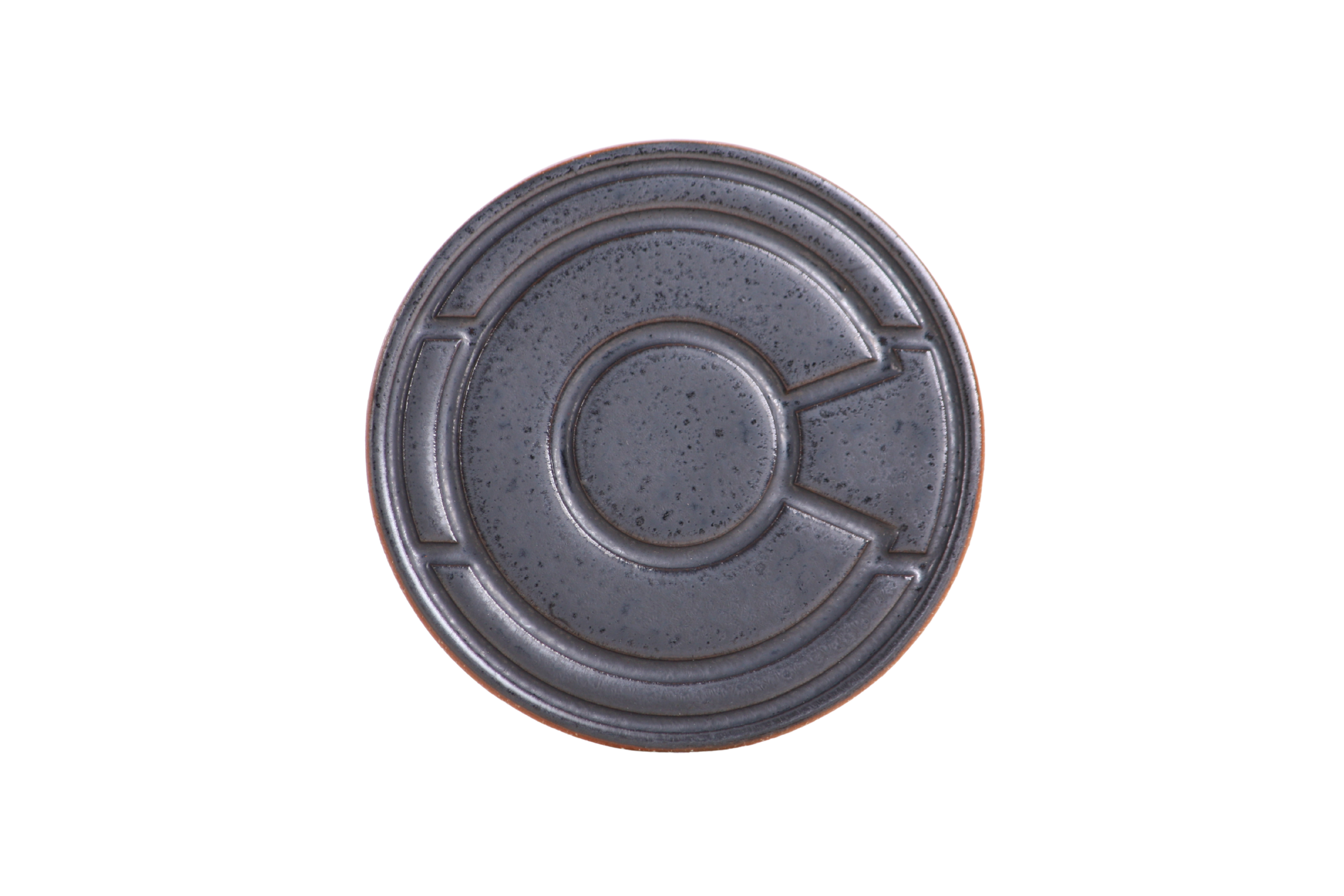 Willow Bonsai Ceramics Colorado Ceramic Coaster – 4 Inch Handmade Stoneware Drink Coaster with Indented Moat Design, Reactive Glazes, Cork Backing Pads, Made in Colorado, USA (Gunmetal)
