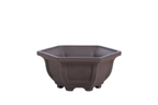 Willow Bonsai Ceramics Hexagonal Windowed Bonsai Pot 5 Inch – Semi‑Cascade Planter, High‑Fired Frost‑Proof Stoneware with Drainage & Wiring Holes, Handmade in USA (Unglazed Black)