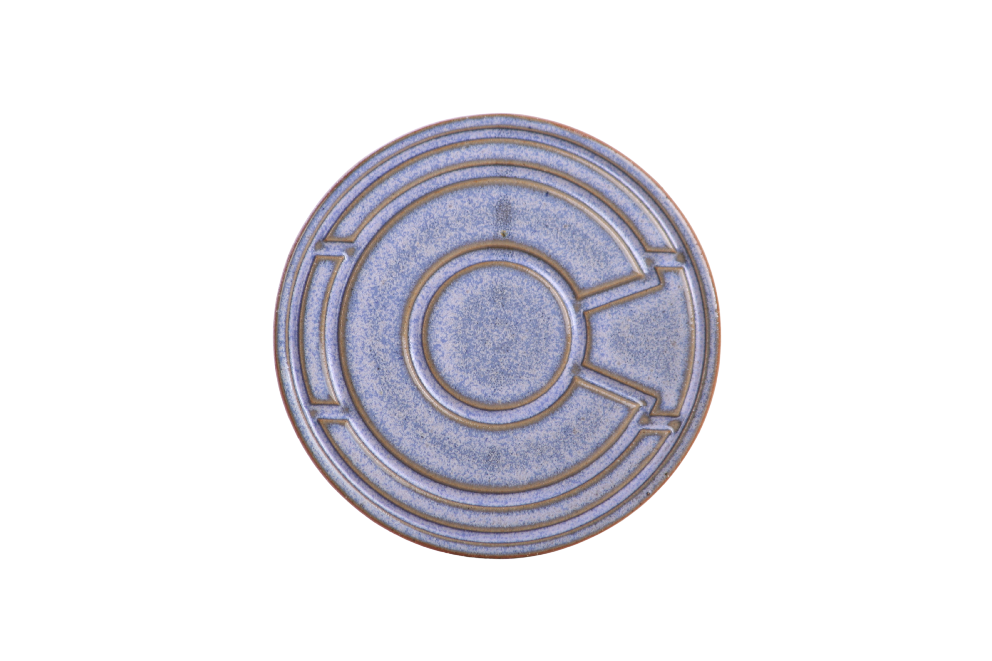 Willow Bonsai Ceramics Colorado Ceramic Coaster – 4 Inch Handmade Stoneware Drink Coaster with Indented Moat Design, Reactive Glazes, Cork Backing Pads, Made in Colorado, USA (Denim)