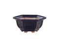 Willow Bonsai Ceramics Hexagonal Windowed Bonsai Pot 5 Inch – Semi‑Cascade Planter, High‑Fired Frost‑Proof Stoneware with Drainage & Wiring Holes, Handmade in USA (Ruri)