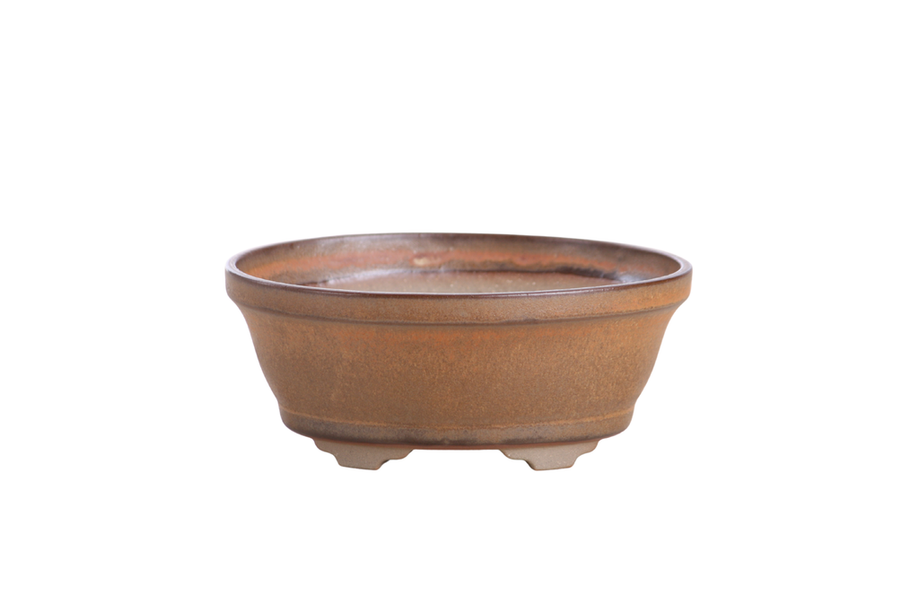 Willow Bonsai Ceramics Oval B Bonsai Pot 5 Inch – Tapered Oval Ceramic Bonsai & Succulent Planter with Accentuated Rim, High‑Fired Frost‑Proof Stoneware, Handmade in USA (Deep Stone)