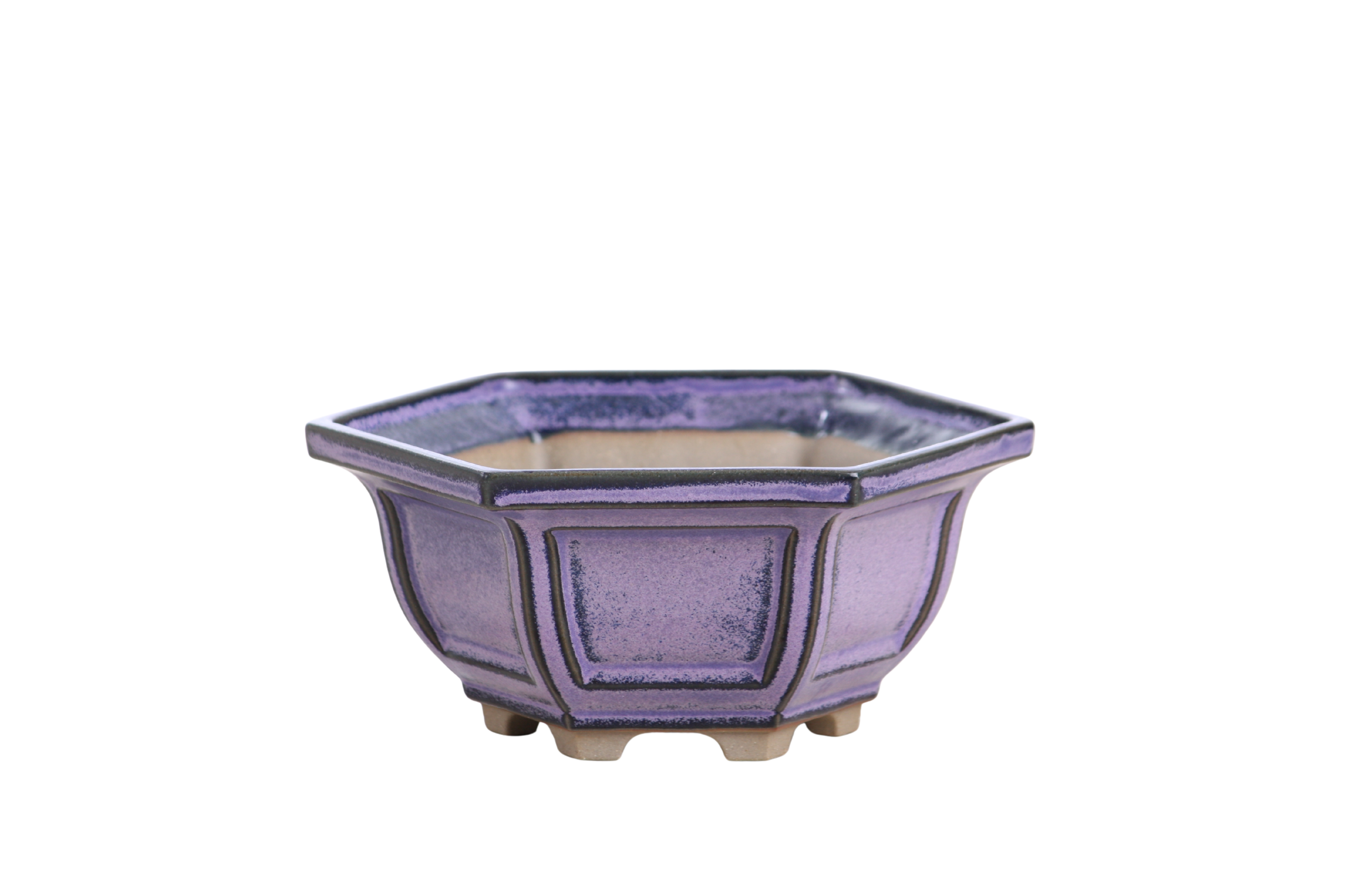 5 inch plant pot with drainage Willow Bonsai Ceramics Hexagonal Windowed Bonsai Pot 5 Inch – Semi‑Cas