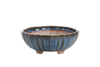Willow Bonsai Ceramics Lily Bonsai Pot 7 Inch – Sculpted Rounded Ceramic Bonsai & Succulent Planter with Wavy Profile, High‑Fired Frost‑Proof Stoneware, Handmade in USA (Peacock)