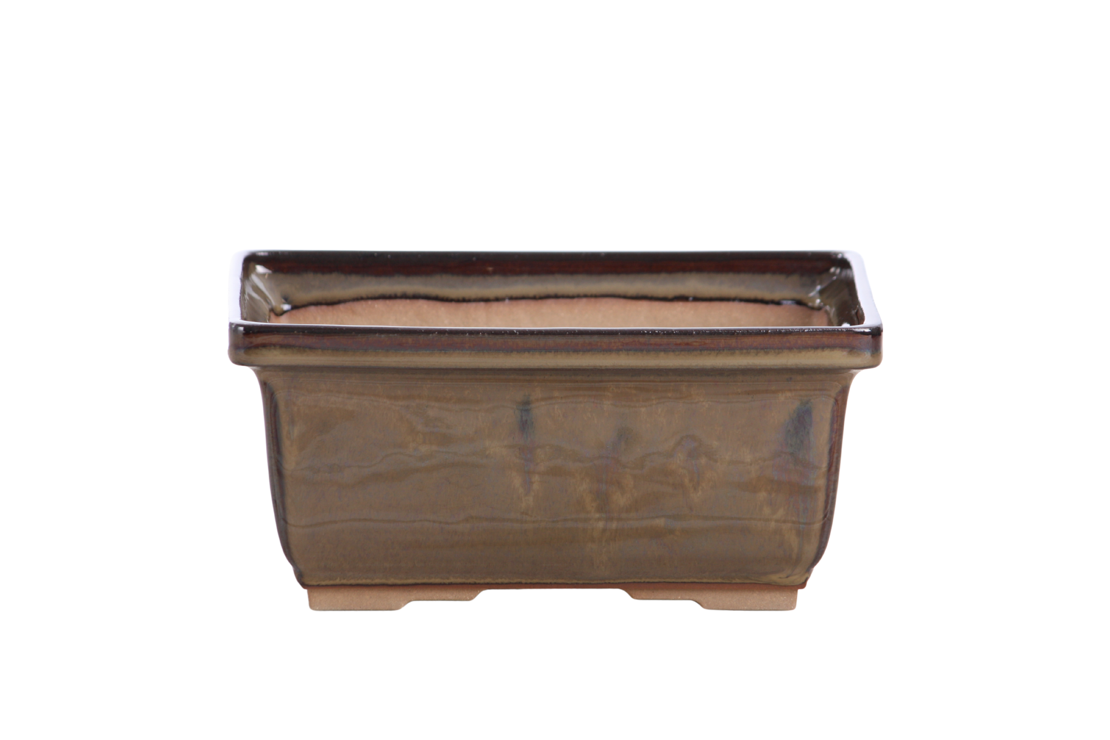 Willow Bonsai Ceramics Rectangle Deep Bonsai Pot 7 Inch – Higher‑Profile Rectangular Ceramic Bonsai & Succulent Planter with Accentuated Rim, High‑Fired Frost‑Proof Stoneware, Handmade in USA (Dark Honey)