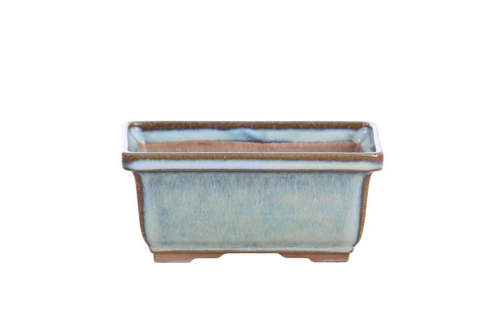 Willow Bonsai Ceramics Rectangle Deep Bonsai Pot 5 Inch – Higher‑Profile Rectangular Ceramic Bonsai & Succulent Planter with Accentuated Rim, High‑Fired Frost‑Proof Stoneware, Handmade in USA (Glacier)