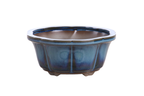 Lotus A Bonsai Pot 6 Inch – Semi‑Cascade Ceramic Planter with Scalloped Sides, High‑Fired Frost‑Proof Stoneware, Handmade in USA (Peacock)