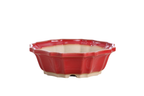 Willow Bonsai Ceramics Flower Design Bonsai Pot 8 Inch – Elegant Ceramic Bonsai & Succulent Planter, High‑Fired Frost‑Proof Stoneware with Drainage & Wiring Holes, Handmade in USA (Red)