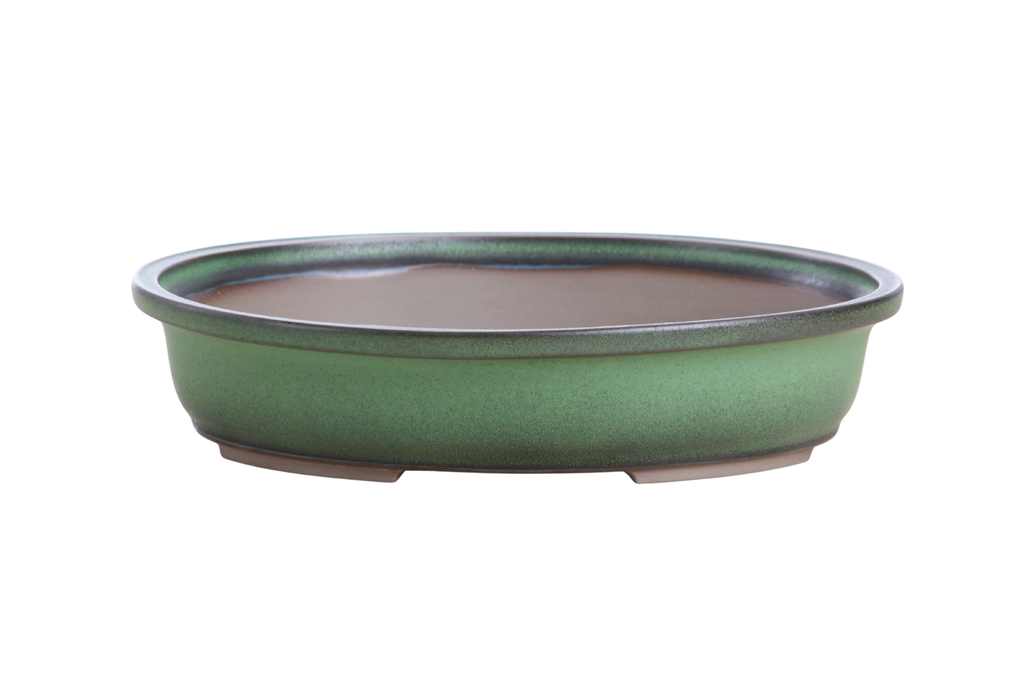 Landscape Oval A Bonsai Pot 10 Inch – Large Oval Ceramic Bonsai Planter for Forest & Group Plantings, Detailed Rim, High‑Fired Frost‑Proof Stoneware, Handmade in USA (Avocado)
