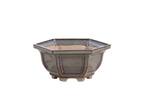 Willow Bonsai Ceramics Hexagonal Windowed Bonsai Pot 5 Inch – Semi‑Cascade Planter, High‑Fired Frost‑Proof Stoneware with Drainage & Wiring Holes, Handmade in USA (Starry Night)