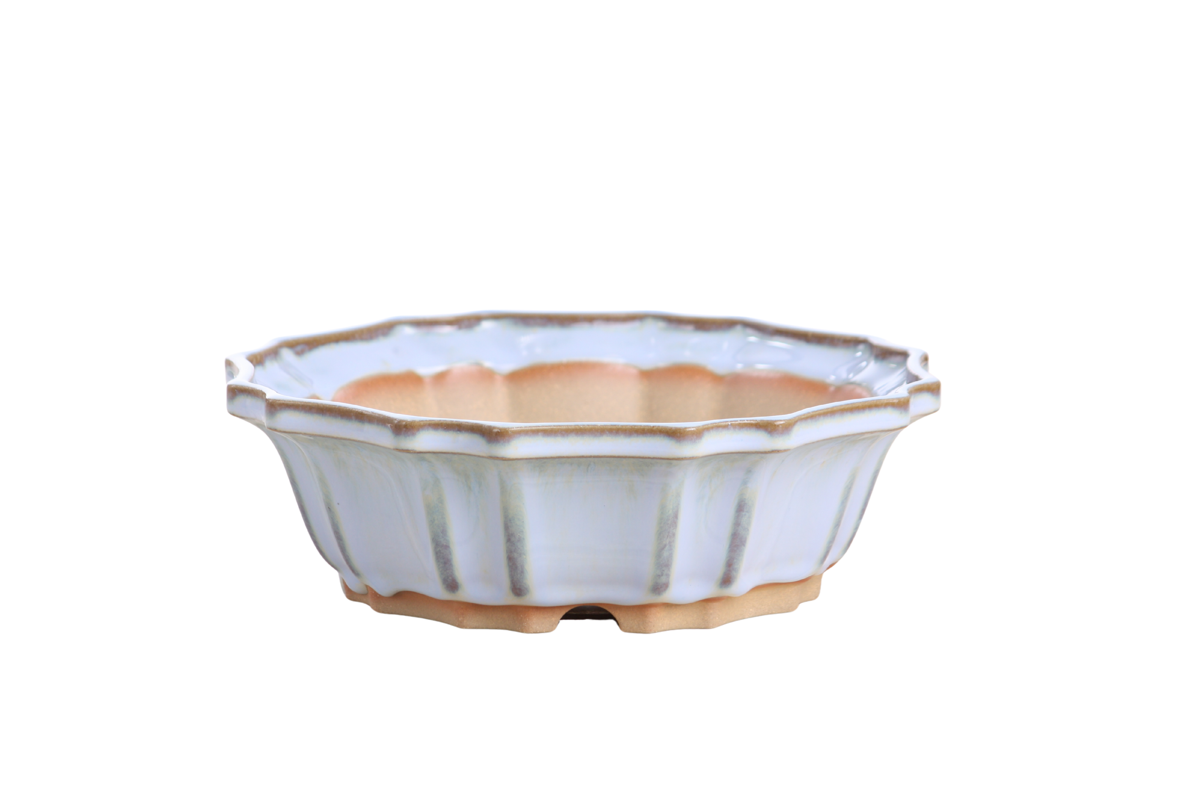Willow Bonsai Ceramics Flower Design Bonsai Pot 8 Inch – Elegant Ceramic Bonsai & Succulent Planter, High‑Fired Frost‑Proof Stoneware with Drainage & Wiring Holes, Handmade in USA (Glacier)