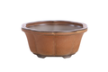 Lotus A Bonsai Pot 6 Inch – Semi‑Cascade Ceramic Planter with Scalloped Sides, High‑Fired Frost‑Proof Stoneware, Handmade in USA (Deep Stone)