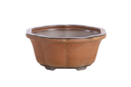 Lotus A Bonsai Pot 6 Inch – Semi‑Cascade Ceramic Planter with Scalloped Sides, High‑Fired Frost‑Proof Stoneware, Handmade in USA (Deep Stone)