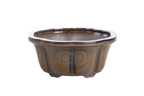 Lotus A Bonsai Pot 6 Inch – Semi‑Cascade Ceramic Planter with Scalloped Sides, High‑Fired Frost‑Proof Stoneware, Handmade in USA (Dark Honey)