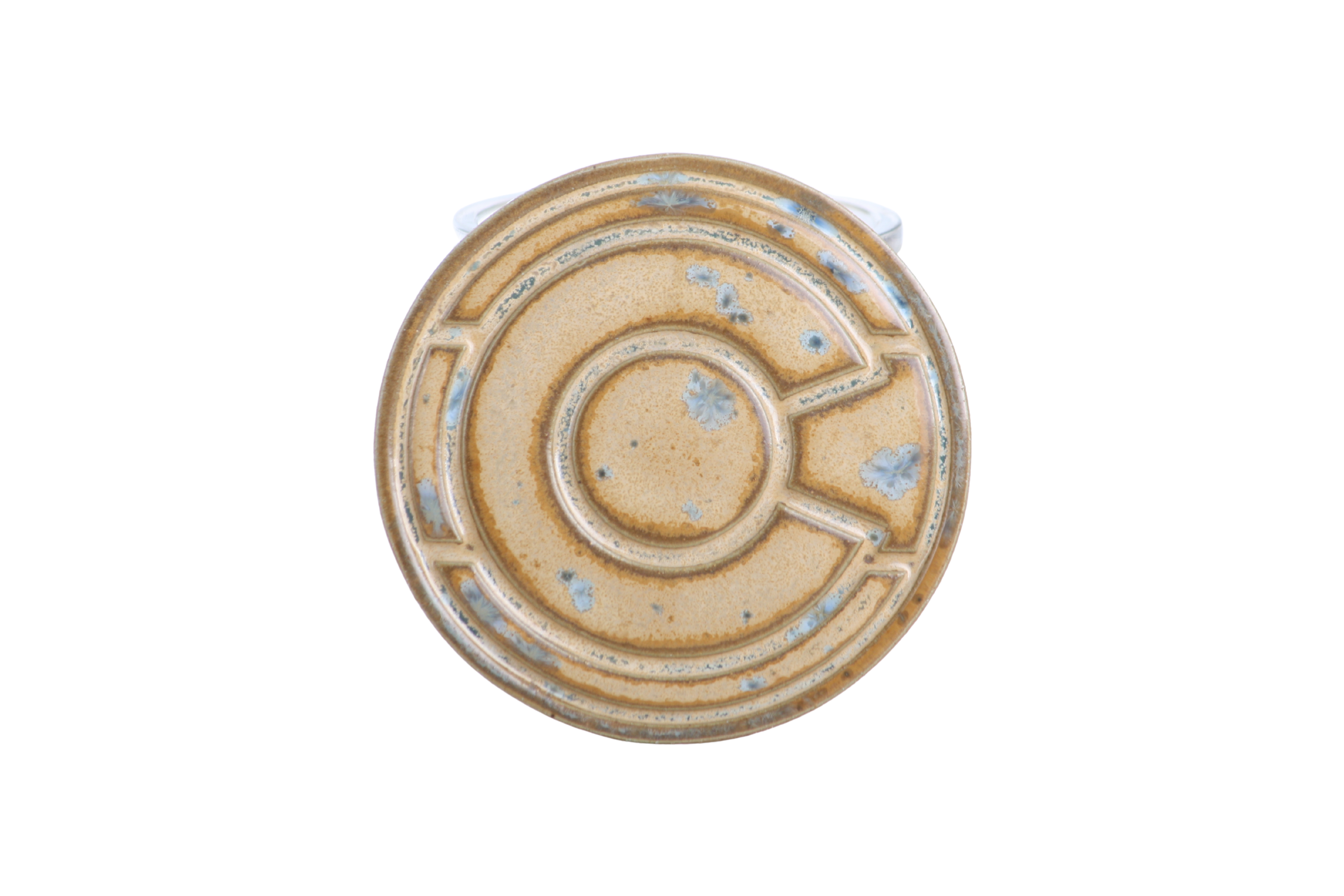Willow Bonsai Ceramics Colorado Ceramic Coaster – 4 Inch Handmade Stoneware Drink Coaster with Indented Moat Design, Reactive Glazes, Cork Backing Pads, Made in Colorado, USA (Blue Snowflake)