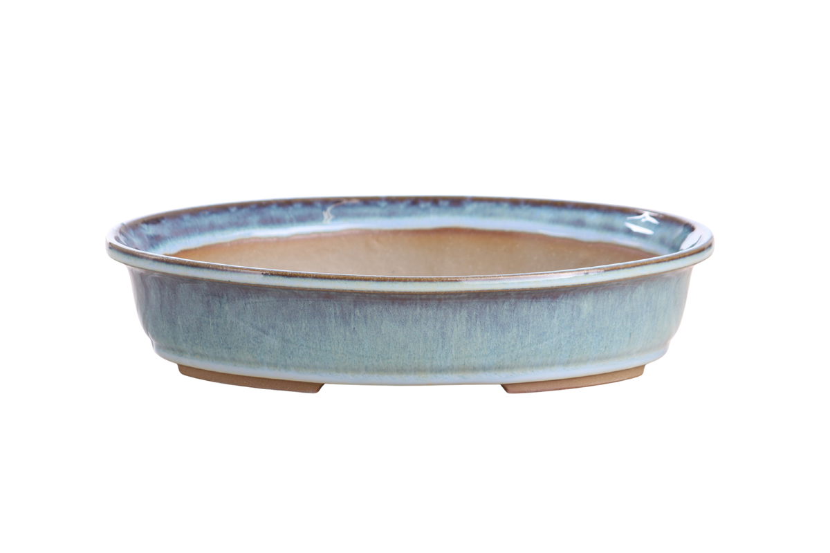 Willow Bonsai Ceramics Landscape Oval A Bonsai Pot 10 Inch – Large Oval Ceramic Bonsai Planter for Forest, Group & Specimen Tree Plantings, High‑Fired Frost‑Proof Stoneware, Handmade in USA (Glacier)