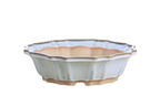 Willow Bonsai Ceramics Flower Design Bonsai Pot 10 Inch – Elegant Ceramic Bonsai & Succulent Planter, High‑Fired Frost‑Proof Stoneware with Drainage & Wiring Holes, Handmade in USA (Glacier)