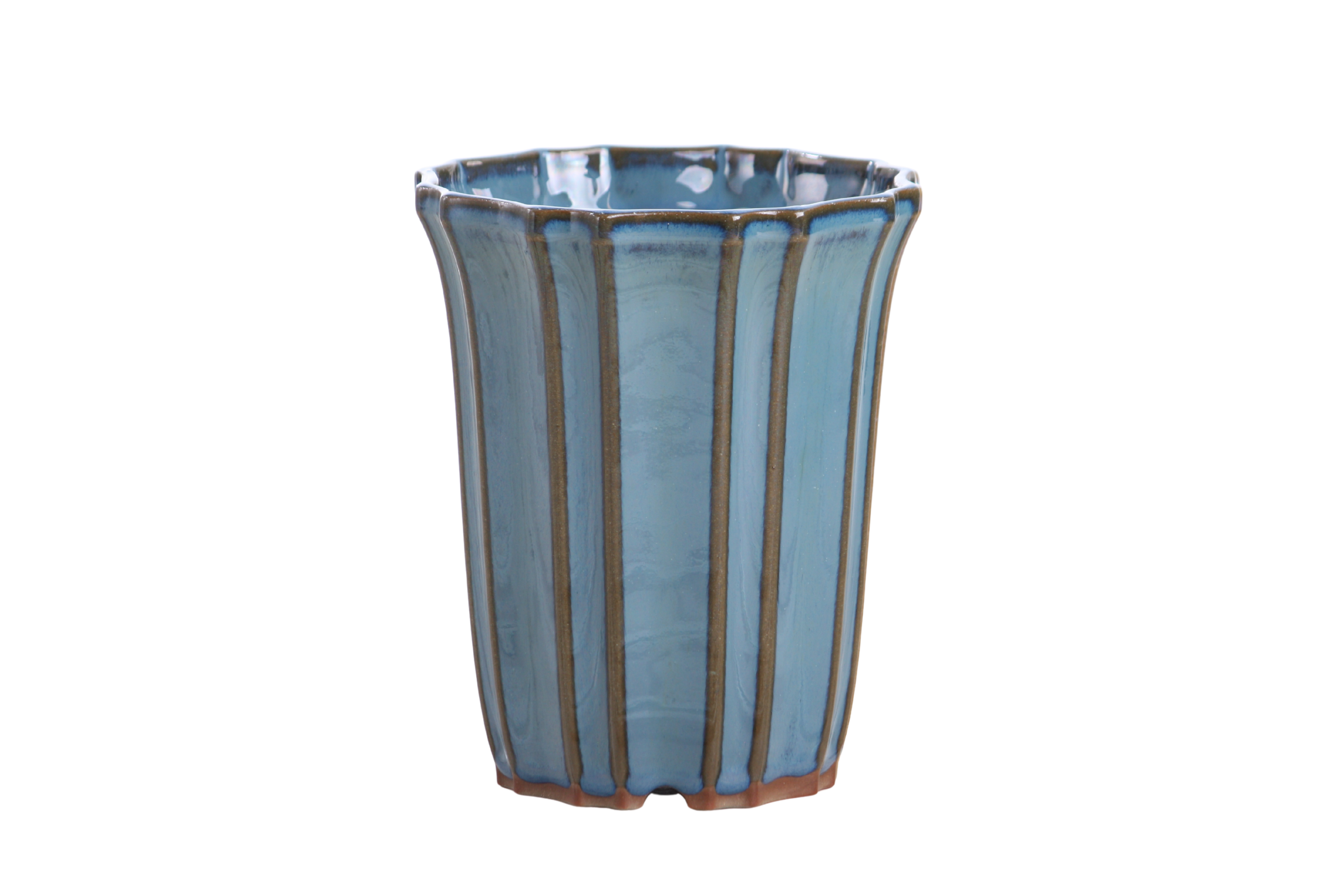 Willow Bonsai Ceramics Flower Design Cascade Bonsai Pot 5 Inch – Elegant Tall Ceramic Bonsai & Succulent Planter, High‑Fired Frost‑Proof Stoneware with Drainage & Wiring Holes, Handmade in USA (Peacock)