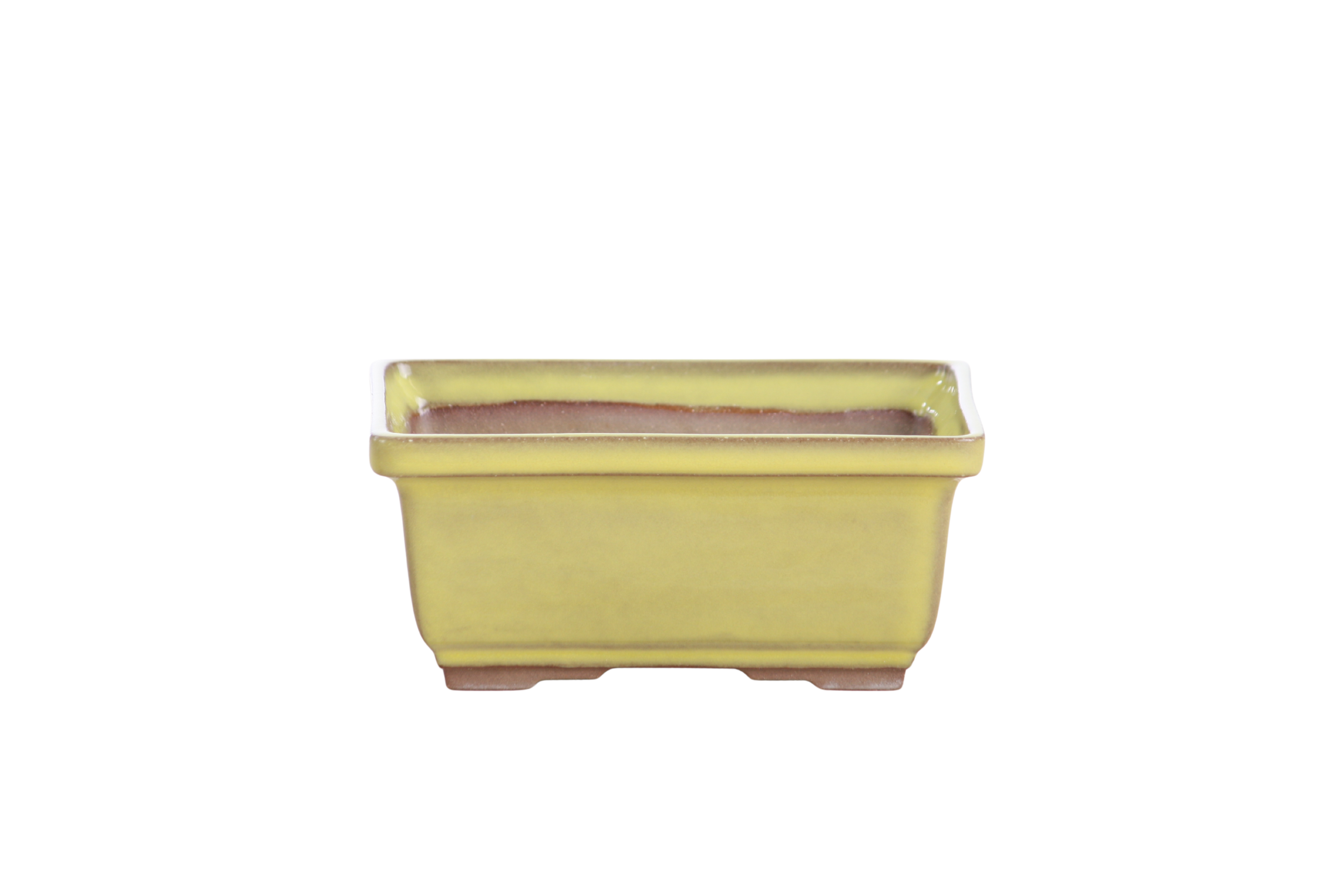Willow Bonsai Ceramics Rectangle Deep Bonsai Pot 5 Inch – Higher‑Profile Rectangular Ceramic Bonsai & Succulent Planter with Accentuated Rim, High‑Fired Frost‑Proof Stoneware, Handmade in USA (Yellow)