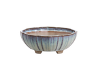 Willow Bonsai Ceramics Lily Bonsai Pot 7 Inch – Sculpted Rounded Ceramic Bonsai & Succulent Planter with Wavy Profile, High‑Fired Frost‑Proof Stoneware, Handmade in USA (Glacier)