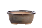 Willow Bonsai Ceramics Fat Bonsai Pot 7.5 Inch – Bold Oval Ceramic Bonsai & Succulent Planter with Accentuated Rim, High‑Fired Frost‑Proof Stoneware, Handmade in USA (Dark Honey)