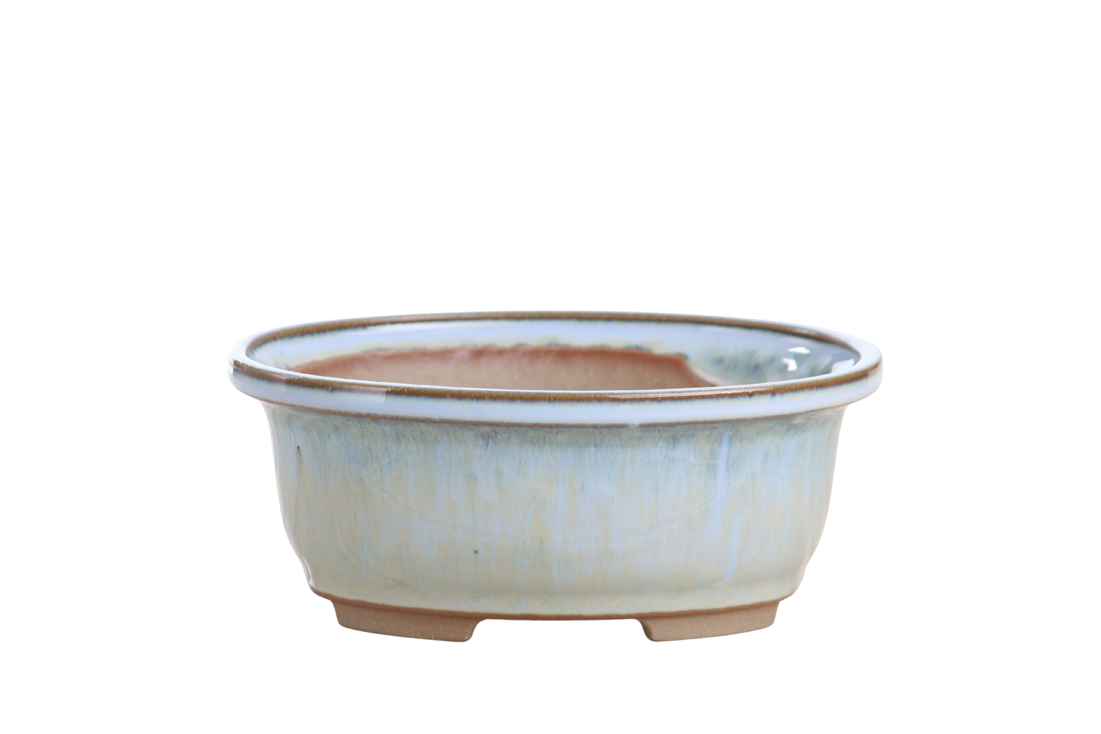 Willow Bonsai Ceramics Fat Bonsai Pot 6.5 Inch – Bold Oval Ceramic Bonsai & Succulent Planter with Accentuated Rim, High‑Fired Frost‑Proof Stoneware, Handmade in USA (Glacier)