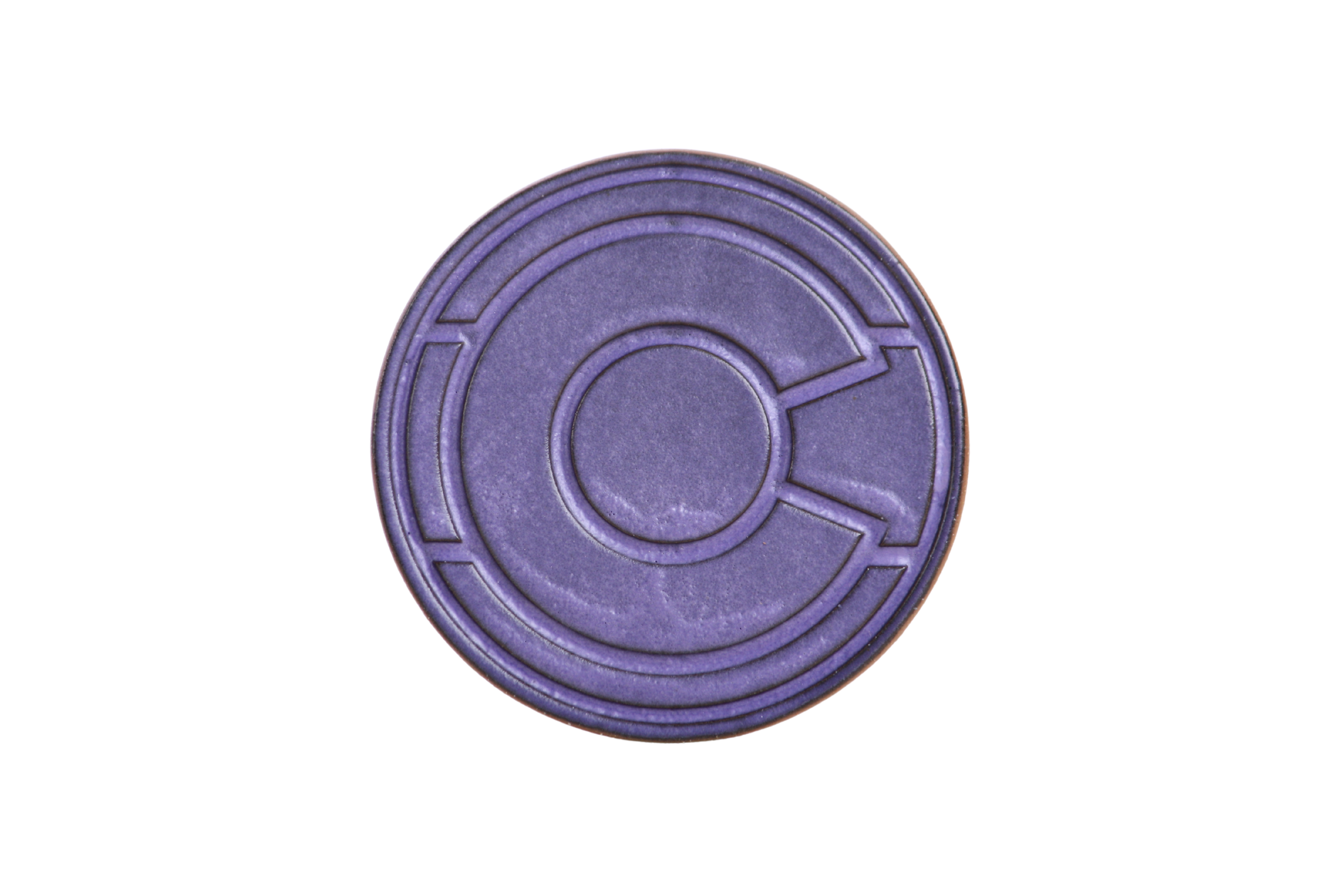Willow Bonsai Ceramics Colorado Ceramic Coaster – 4 Inch Handmade Stoneware Drink Coaster with Indented Moat Design, Reactive Glazes, Cork Backing Pads, Made in Colorado, USA (Purple)