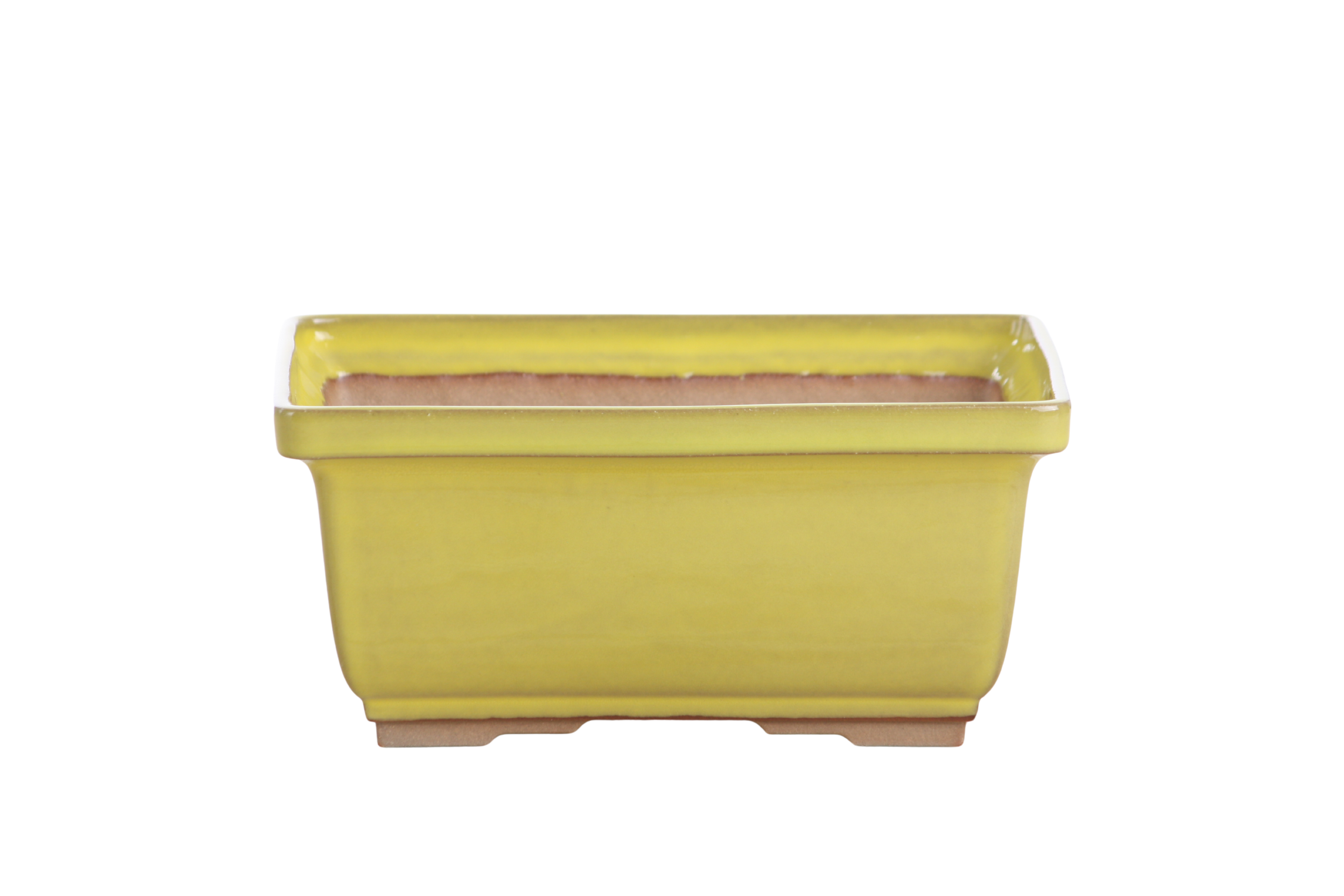 Willow Bonsai Ceramics Rectangle Deep Bonsai Pot 7 Inch – Higher‑Profile Rectangular Ceramic Bonsai & Succulent Planter with Accentuated Rim, High‑Fired Frost‑Proof Stoneware, Handmade in USA (Yellow)