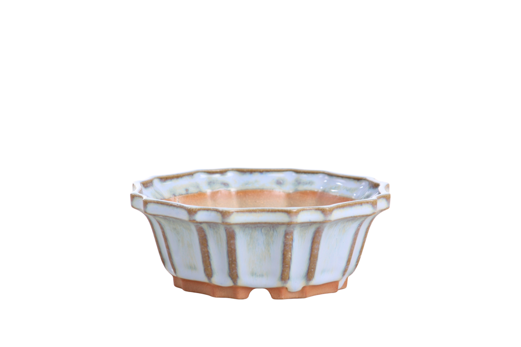 Willow Bonsai Ceramics Flower Design Bonsai Pot 5 Inch – Elegant Ceramic Bonsai & Succulent Planter, High‑Fired Frost‑Proof Stoneware with Drainage & Wiring Holes, Handmade in USA (Glacier)