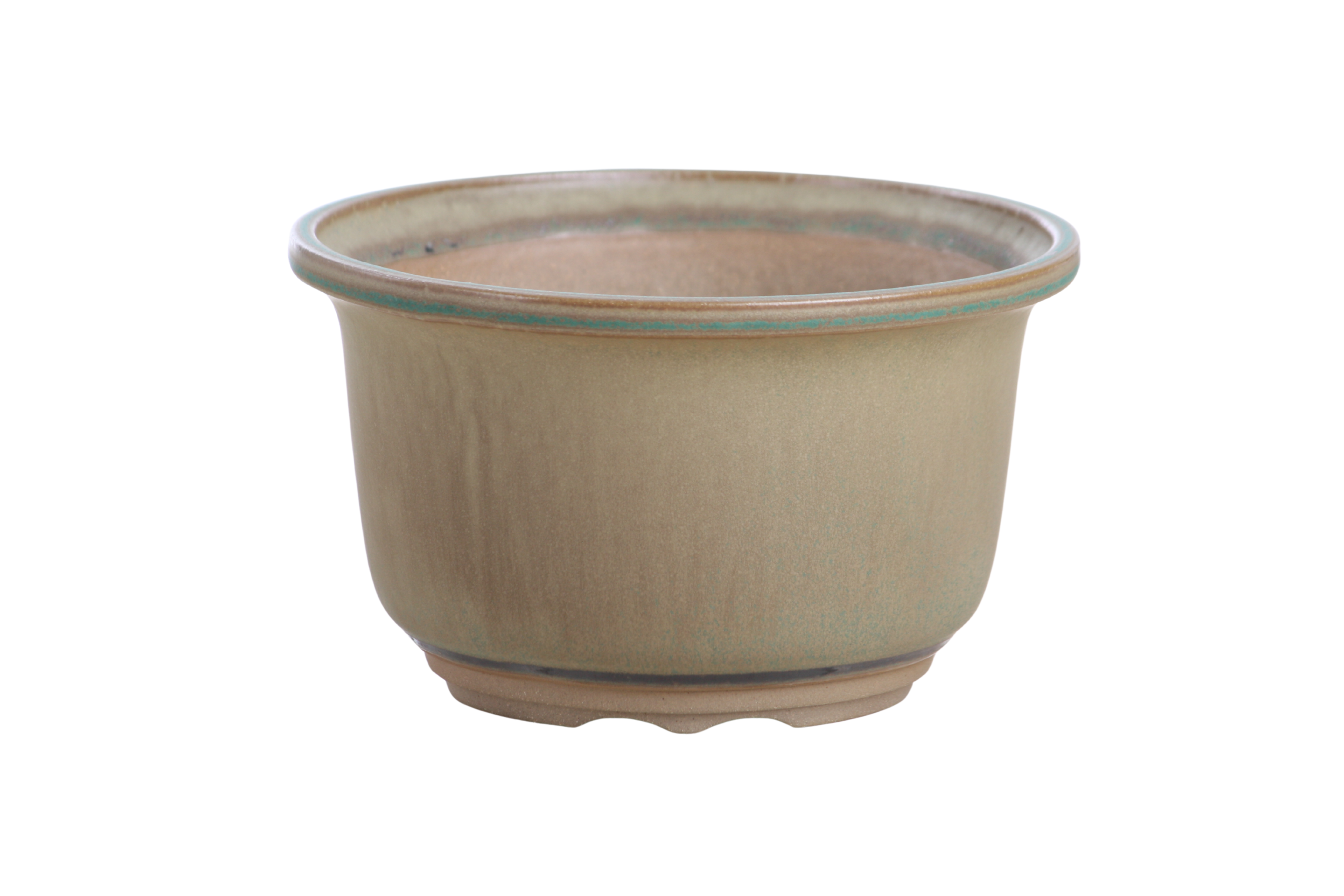 Willow Bonsai Ceramics Flute Bonsai Pot 6 Inch – Round Semi‑Cascade Ceramic Bonsai & Succulent Planter with Fluted Profile and Banded Base, High‑Fired Frost‑Proof Stoneware, Handmade in USA (Speckled Moss)