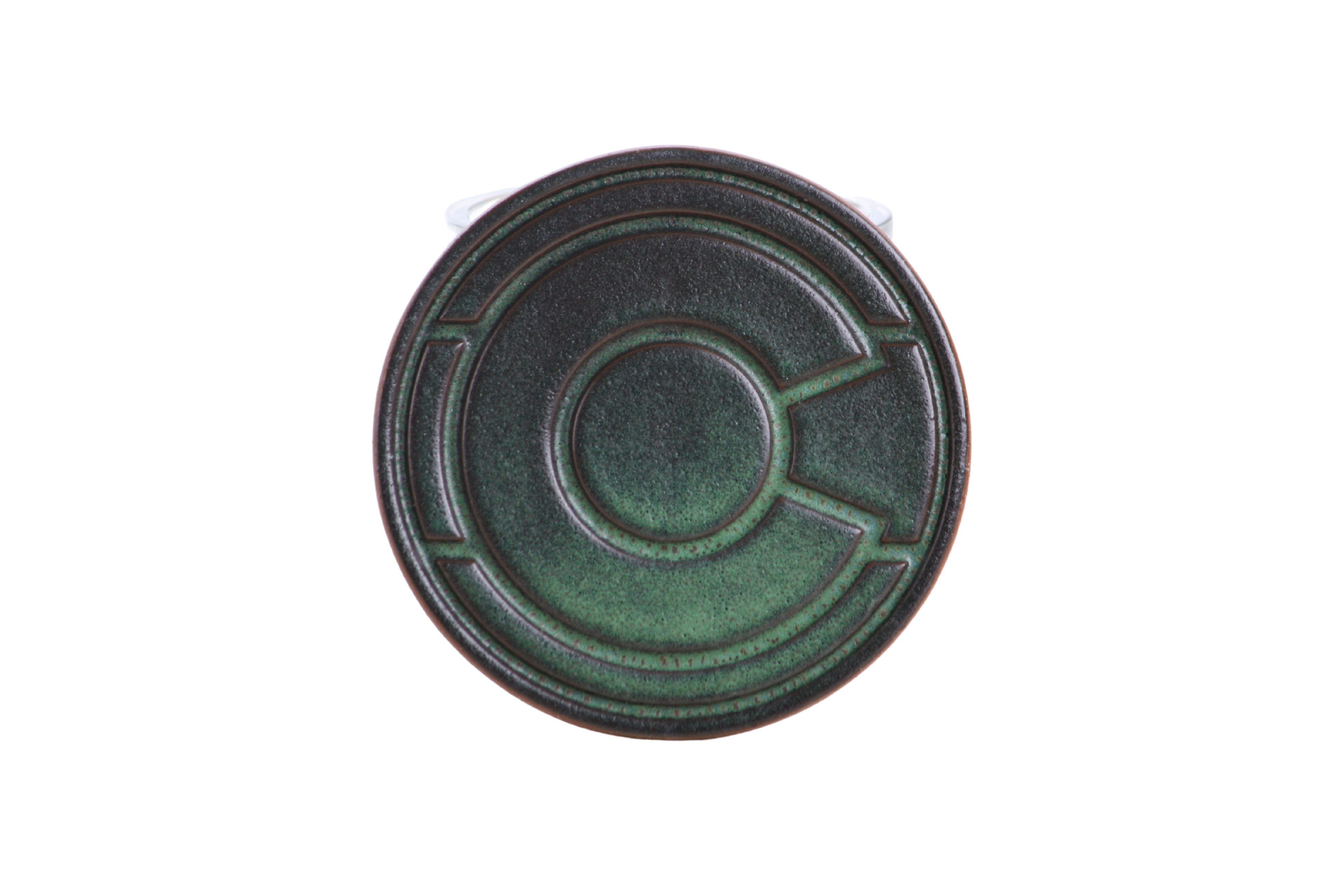 Willow Bonsai Ceramics Colorado Ceramic Coaster – 4 Inch Handmade Stoneware Drink Coaster with Indented Moat Design, Reactive Glazes, Cork Backing Pads, Made in Colorado, USA (Avocado)