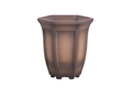 Willow Bonsai Ceramics Hexagonal Windowed Cascade Bonsai Pot 5 Inch – Tall Ceramic Cascade Planter, High‑Fired Frost‑Proof Stoneware with Drainage & Wiring Holes, Handmade in USA (Shaded Unglazed)