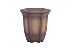 Willow Bonsai Ceramics Hexagonal Windowed Cascade Bonsai Pot 5 Inch – Tall Ceramic Cascade Planter, High‑Fired Frost‑Proof Stoneware with Drainage & Wiring Holes, Handmade in USA (Shaded Unglazed)