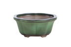 Lotus A Bonsai Pot 6 Inch – Semi‑Cascade Ceramic Planter with Scalloped Sides, High‑Fired Frost‑Proof Stoneware, Handmade in USA (Avocado)