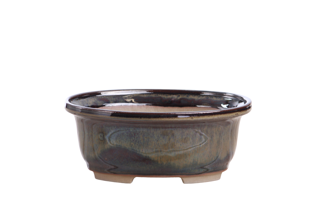 Willow Bonsai Ceramics Fat Bonsai Pot 6.5 Inch – Bold Oval Ceramic Bonsai & Succulent Planter with Accentuated Rim, High‑Fired Frost‑Proof Stoneware, Handmade in USA (Dark Honey)