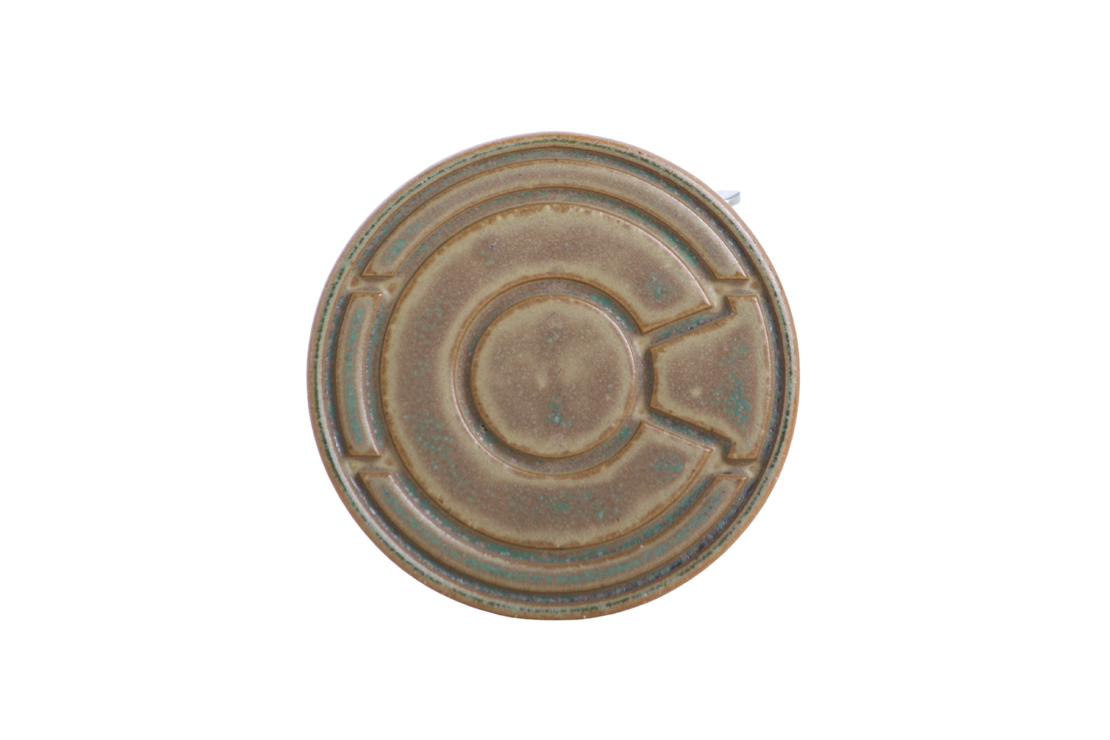 Willow Bonsai Ceramics Colorado Ceramic Coaster – 4 Inch Handmade Stoneware Drink Coaster with Indented Moat Design, Reactive Glazes, Cork Backing Pads, Made in Colorado, USA (Speckled Moss)