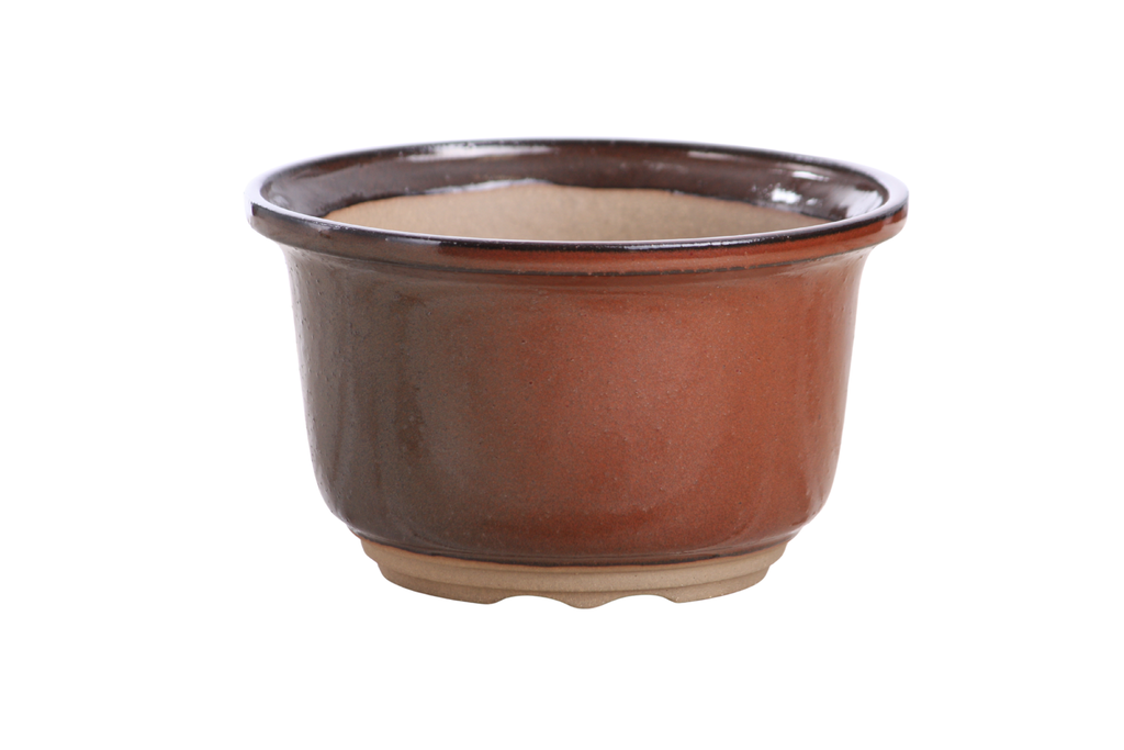 Willow Bonsai Ceramics Flute Bonsai Pot 6 Inch – Round Semi‑Cascade Ceramic Bonsai & Succulent Planter with Fluted Profile and Banded Base, High‑Fired Frost‑Proof Stoneware, Handmade in USA (Sunset)